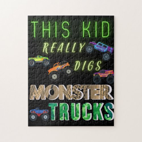 This Kid Really Digs Monster Trucks Jigsaw Puzzle