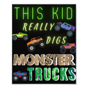 This Kid Really Digs Monster Trucks Photo Print