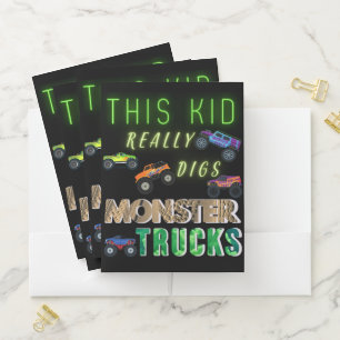 This Kid Really Digs Monster Trucks Pocket Folder