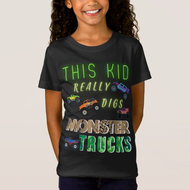 This Kid Really Digs Monster Trucks T-Shirt (Front)