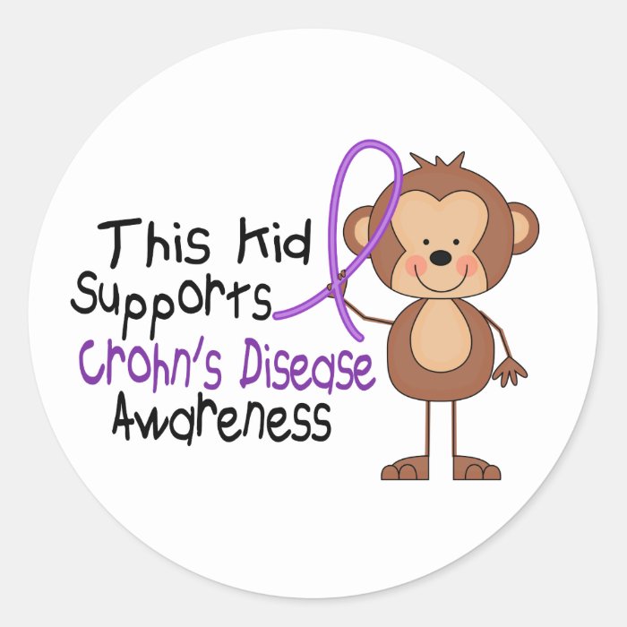 This Kid Supports Crohns Disease Awareness Round Stickers