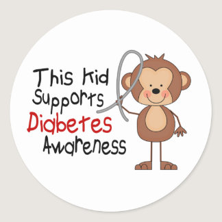 This Kid Supports Diabetes Awareness Classic Round Sticker