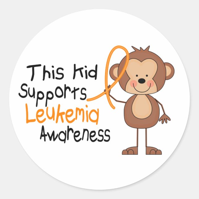 This Kid Supports Leukemia Awareness Classic Round Sticker (Front)