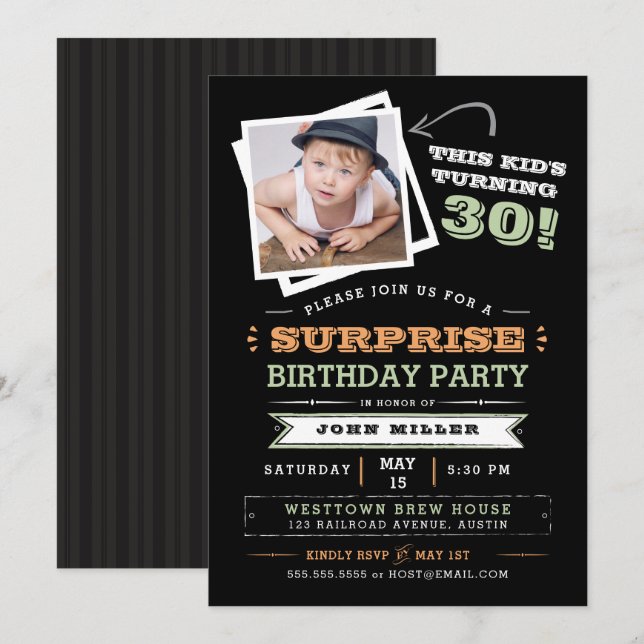 This Kid's Turning Old! Surprise Birthday Photo Invitation (Front/Back)