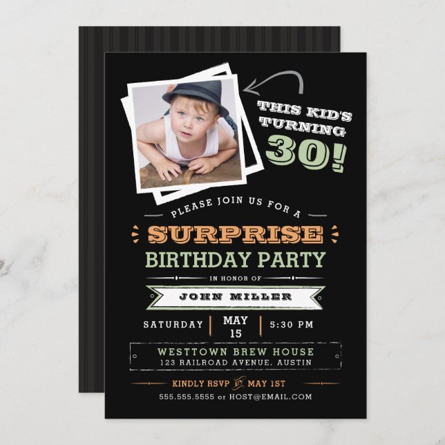 This Kid's Turning Old! Surprise Birthday Photo Invitation (Front/Back)