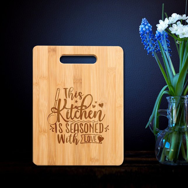 This Kitchen is Seasoned with love, Engraved Cutting Board (Creator Uploaded)