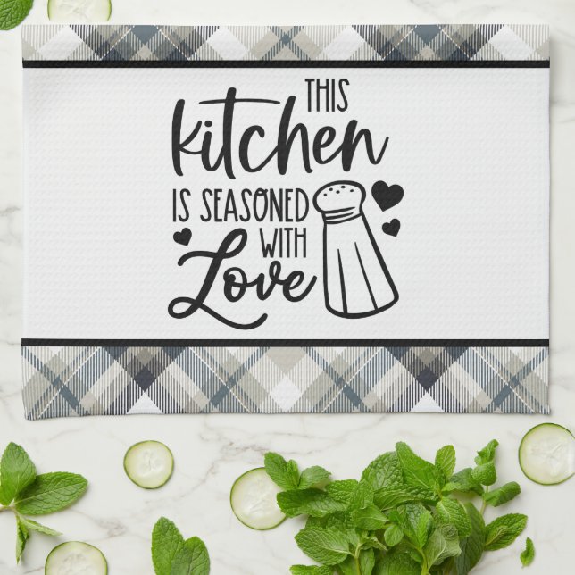 This kitchen is seasoned with love  kitchen towel (Folded)