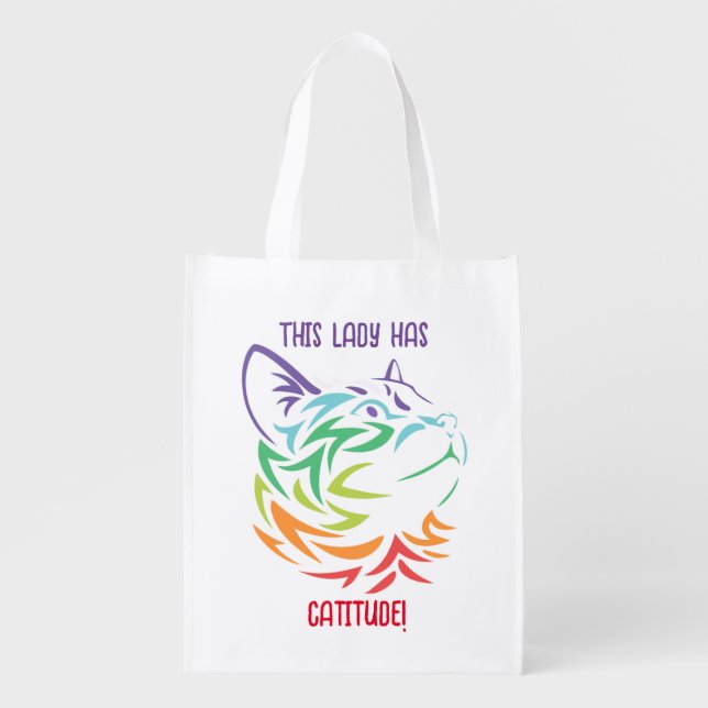 This Lady has Catitude Grocery Bag (Front)