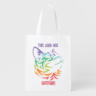 This Lady has Catitude Grocery Bag