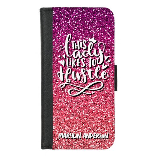 THIS LADY LIKES TO HUSTLE  CUSTOM TYPOGRAPHY iPhone 87 WALLET CASE