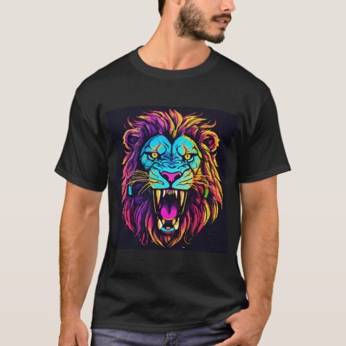 This lion logo t_shirt features a bold and fierce 
