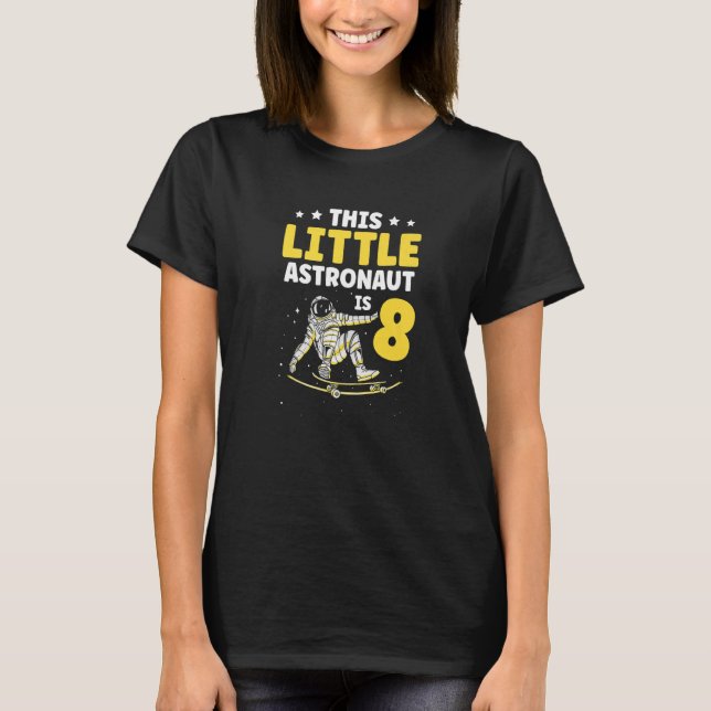 This Little Astronaut Is 8 Planet Spaceship Happy  T-Shirt (Front)