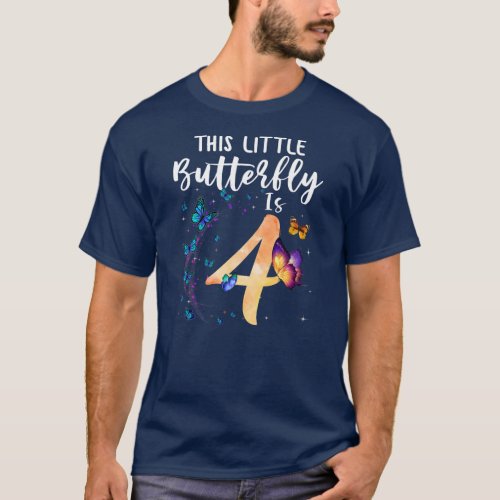 This Little Butterfly Is 4th Birthday 4 Year Old T_Shirt