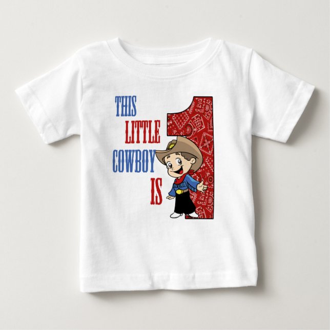 This Little COWBOY is 1 BIRTHDAY Tee (Front)