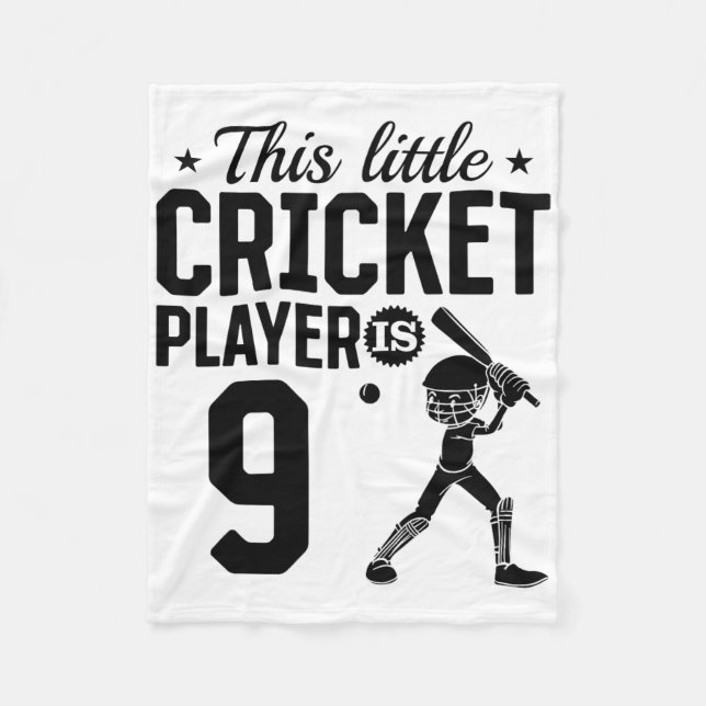 This Little Cricket Player Is 9 Years Old - 9th Bi Fleece Blanket (Front)