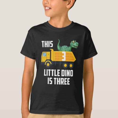This little dino is three 3 years old birthdday T_Shirt