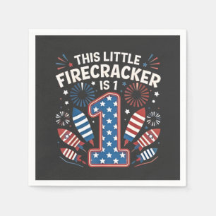 This Little Firecracker is 1 Birdtday 4th of July Napkins
