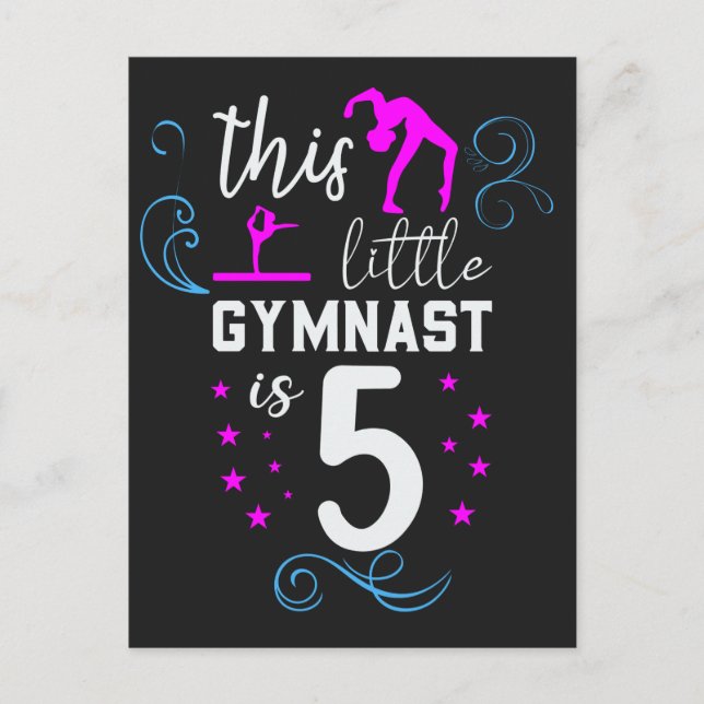 This Little Gymnast Is 5 Girls Birthday  Postcard (Front)