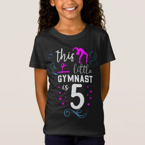 This Little Gymnast Is 5 Girls Birthday T_Shirt