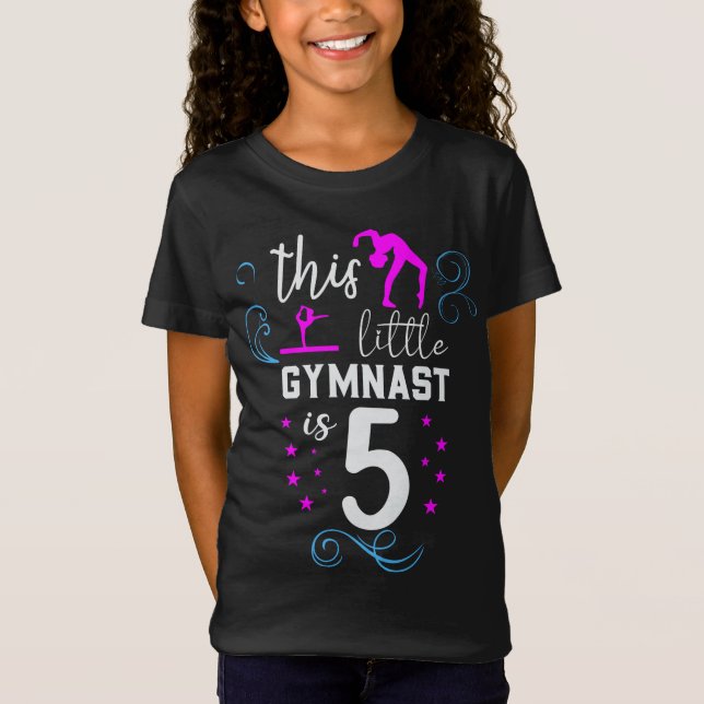 This Little Gymnast Is 5 Girls Birthday T-Shirt (Front)