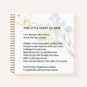 This Little Heart Of Mine - Gratefulness Poem Notebook
