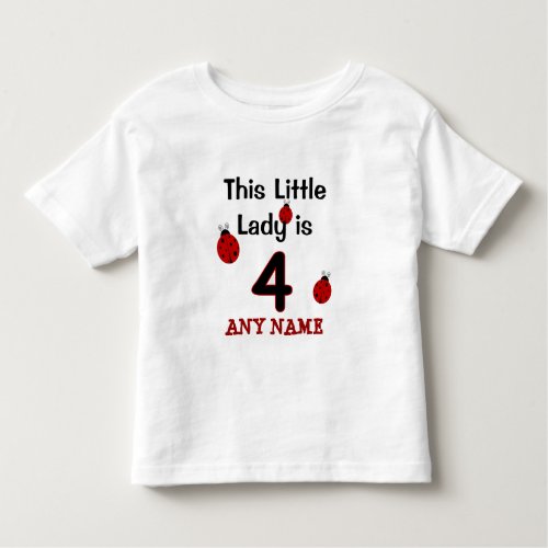 This Little Lady is 4  Ladybug T_shirt for girls