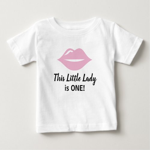 This Little Lady is one Pink Lips Baby T_Shirt
