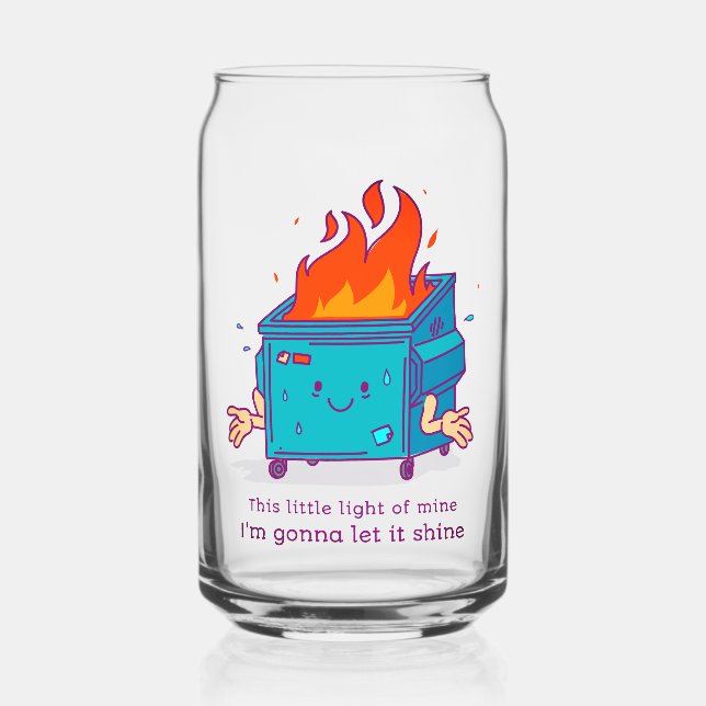 This Little Light: Dumpster Fire Can Glass (Front)