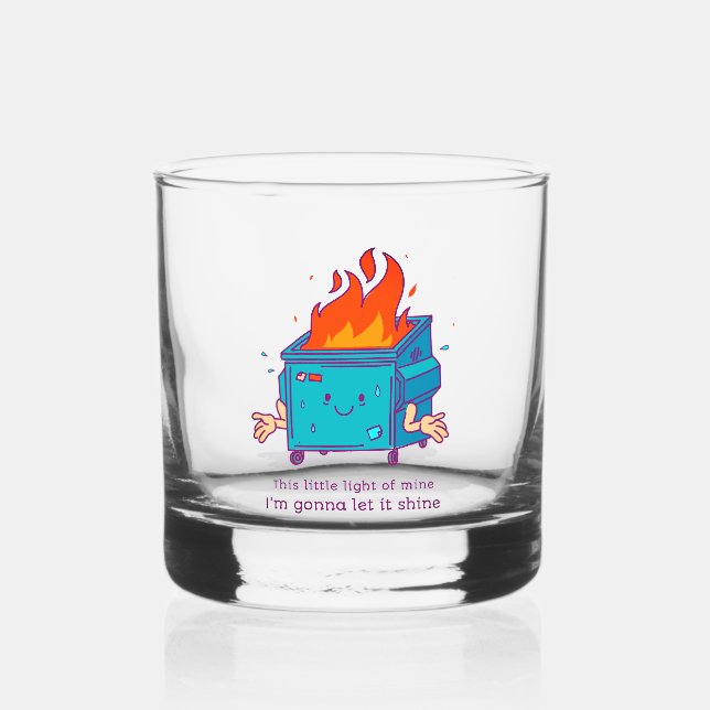 This Little Light: Dumpster Fire Rocks Glass (Front)
