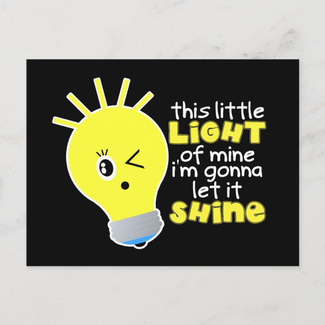 This Little Light Of Mine Black Postcard (Front)