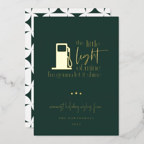 This Little Light Of Mine Gas Humor Christmas Foil Holiday Card
