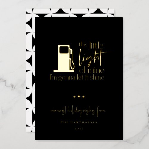 This Little Light Of Mine Gas Humor Christmas Foil Holiday Card