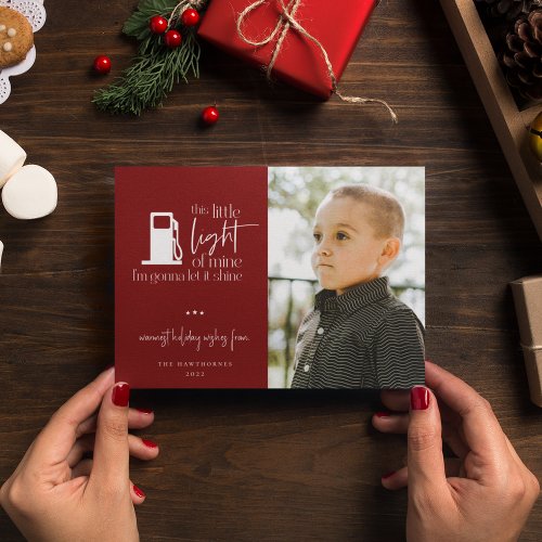 This Little Light Of Mine Gas Humor Photo Holiday Card