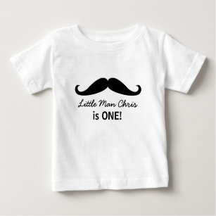 This Little Man is one, Mustache with Name Baby T-Shirt