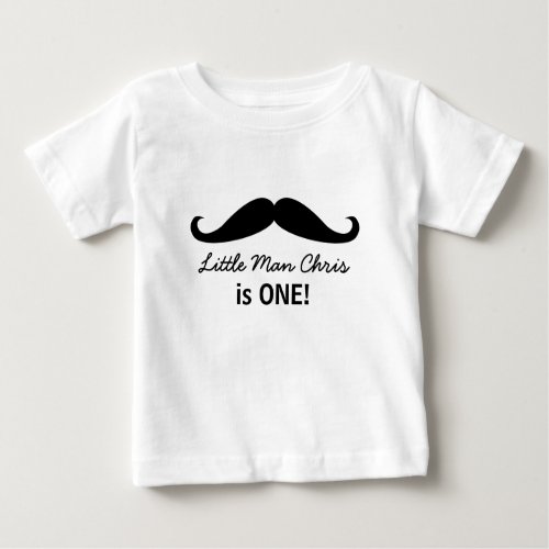 This Little Man is one Mustache with Name Baby T_Shirt