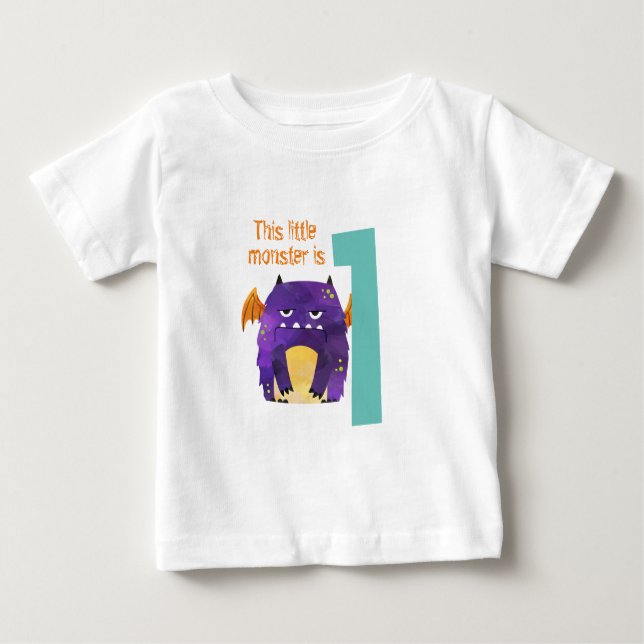 This little monster is One  Baby T-Shirt (Front)