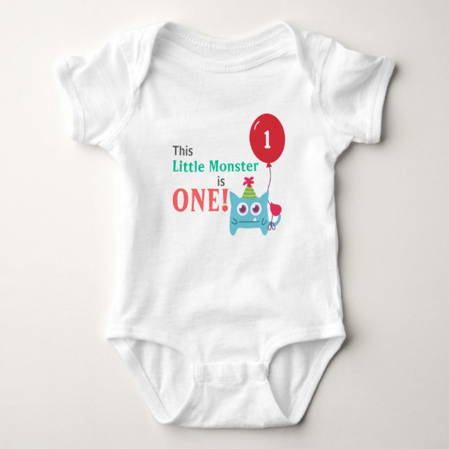 This Little Monster is One, First Birthday, Baby Bodysuit (Front)