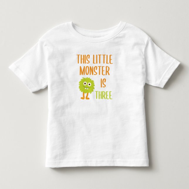 This Little Monster is Three // Cute Birthday Toddler T-shirt (Front)