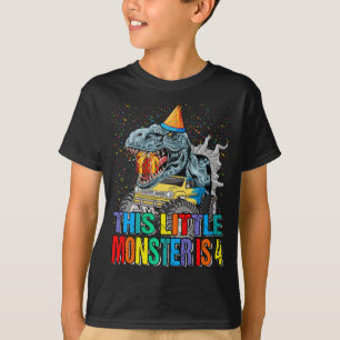 This Little Monster Truck Is 4th Birthday, 4 Years T-Shirt