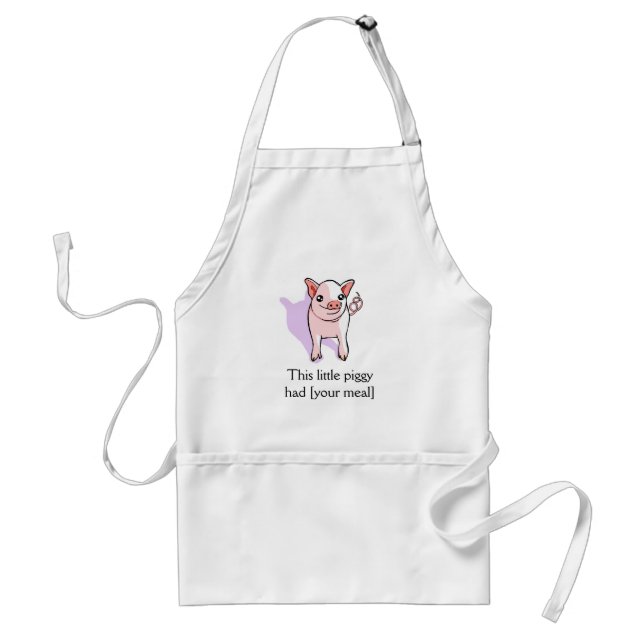 This Little Piggy Cute Pig Drawing Apron Template (Front)