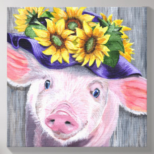 This Little Piggy Original Painting Canvas Photo Tile