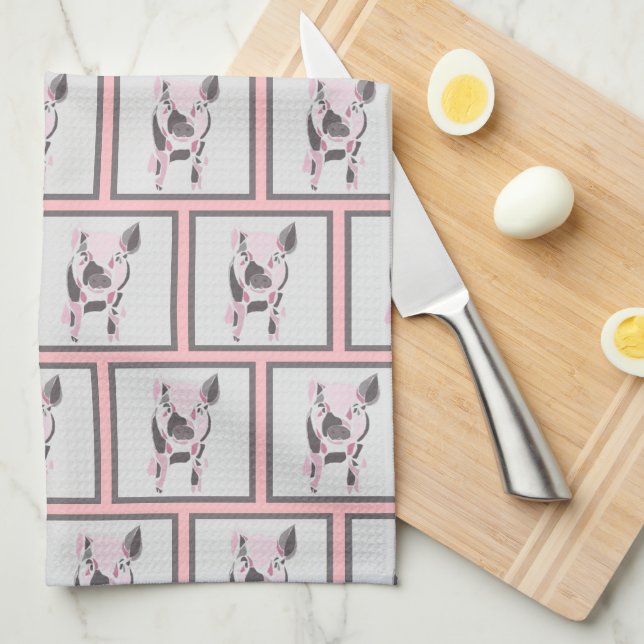 This little piggy, Pig Pattern Kitchen Towel (Quarter Fold)