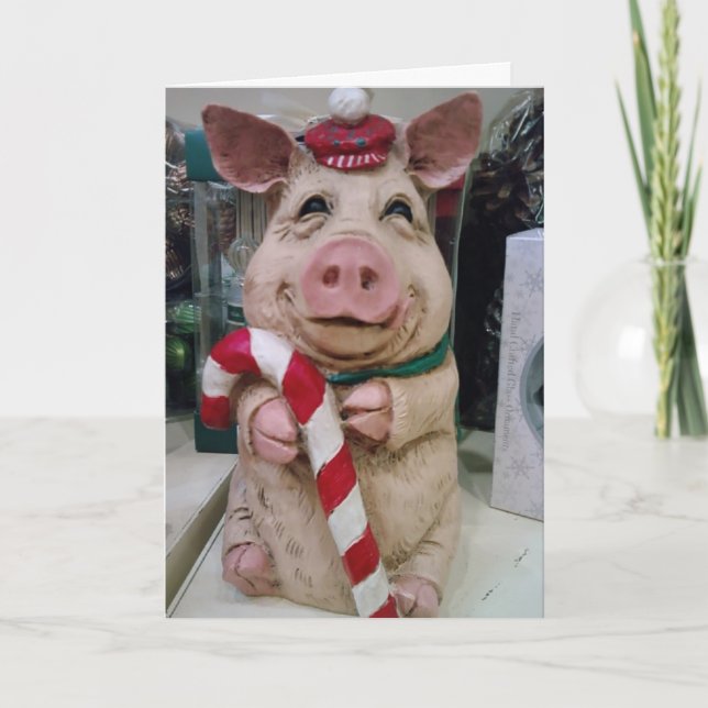 THIS LITTLE PIGGY SAYS MERRRRRY CHRISTMAS HOLIDAY CARD (Front)