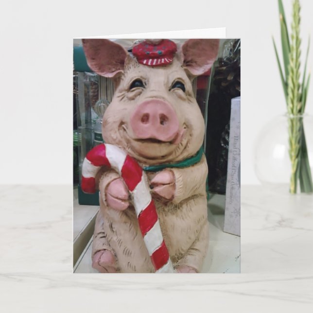 THIS LITTLE PIGGY SAYS MERRRRRY CHRISTMAS HOLIDAY CARD (Front)