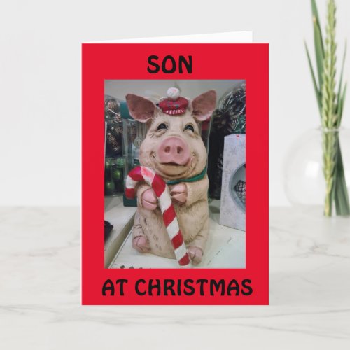THIS LITTLE PIGGY SAYS MERRRRRY CHRISTMAS SON HOLIDAY CARD