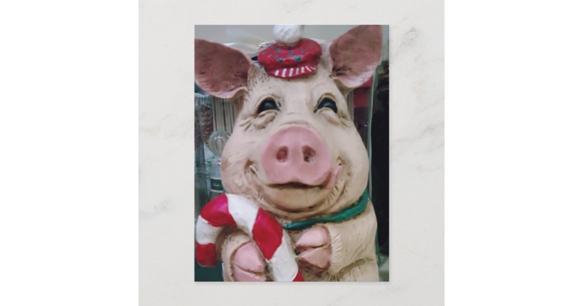 THIS LITTLE PIGGY SAYS MERRY CHRISTMAS HOLIDAY POSTCARD | Zazzle.com
