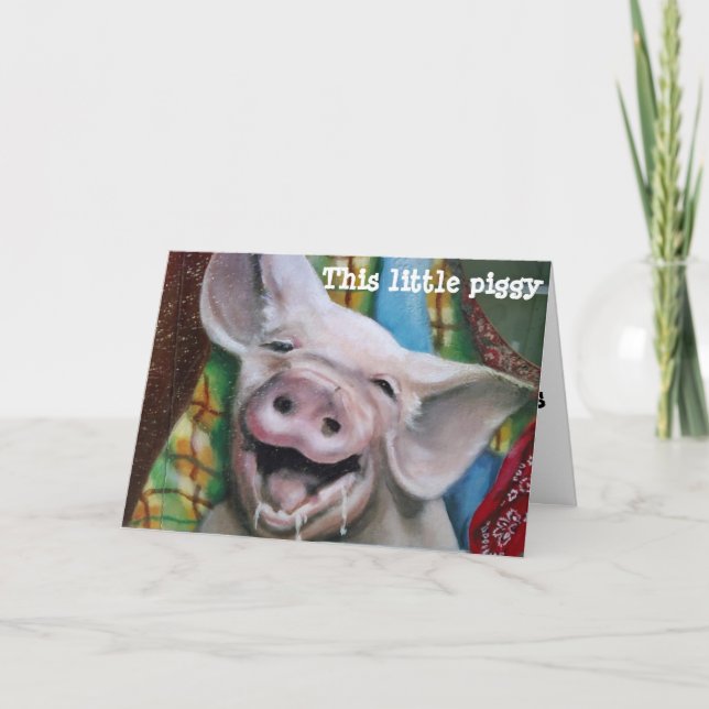 THIS LITTLE PIGGY WISHES YOU A MERRY CHRISTMAS HOLIDAY CARD (Front)