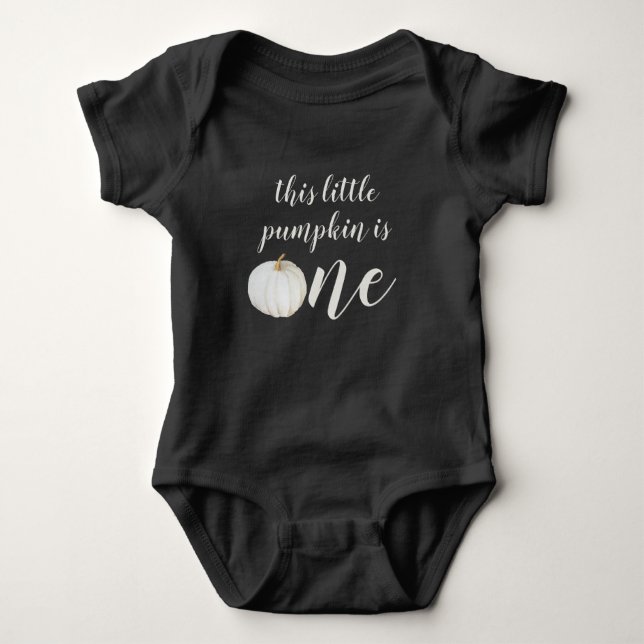 This little pumpkin is one first birthday baby bodysuit (Front)