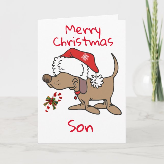 THIS LITTLE PUPPY SAYS **MERRY CHRISTMAS SON** HOLIDAY CARD (Front)