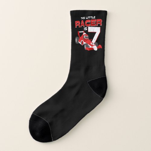 This Little Racer Is 7 Years Old 6th Birhtday Gift Socks